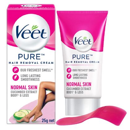 Veet Hair Removal Cream 50gm Normal Skin for Body & Legs, Get Salon-like Silky Smooth Skin with 5 in 1 Skin Benefits